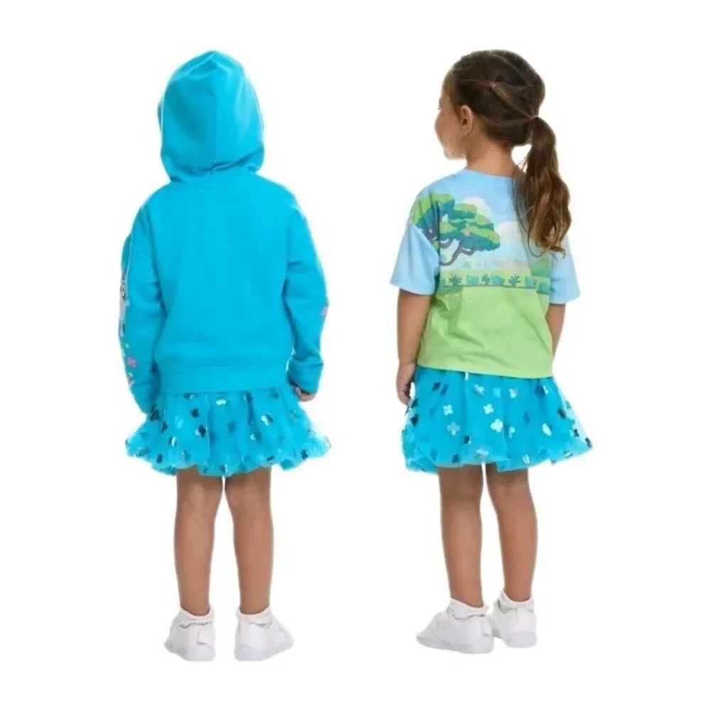 Bluey 3pc Tutu Set Embroidered Full Zip Hoodie + Tee + Foiled Tutu Skirt
